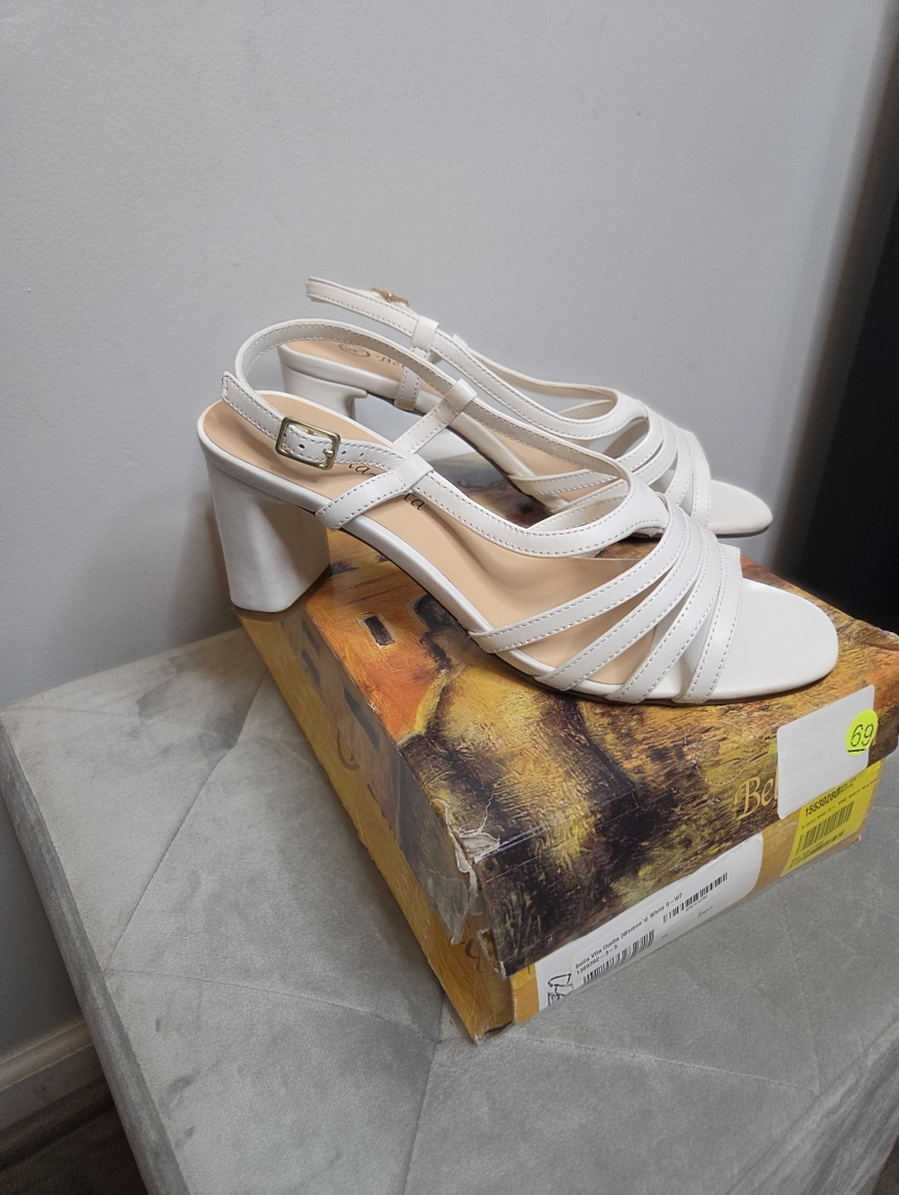 Bella Vita Gret5a White Strappy Slingback Heels, Size 8 NIB - Picture 3 of 6